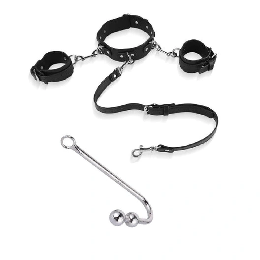 Anal Hooks with Cuffs Elegant 5334 Collar Hook and Anal Beaded 0725
